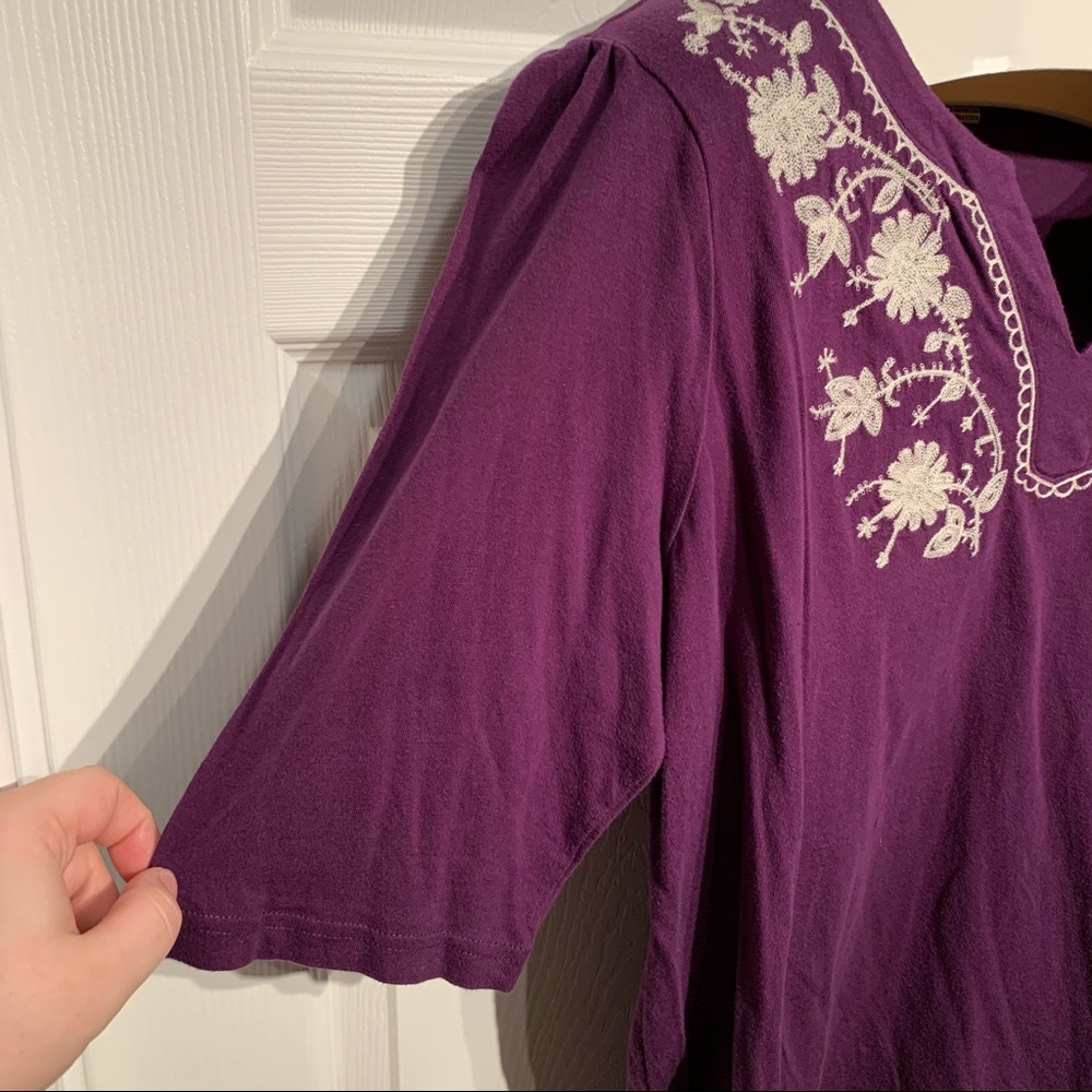Carolyn Taylor Women Purple W/ Embroidery Top 16-18 - Picture 3 of 8